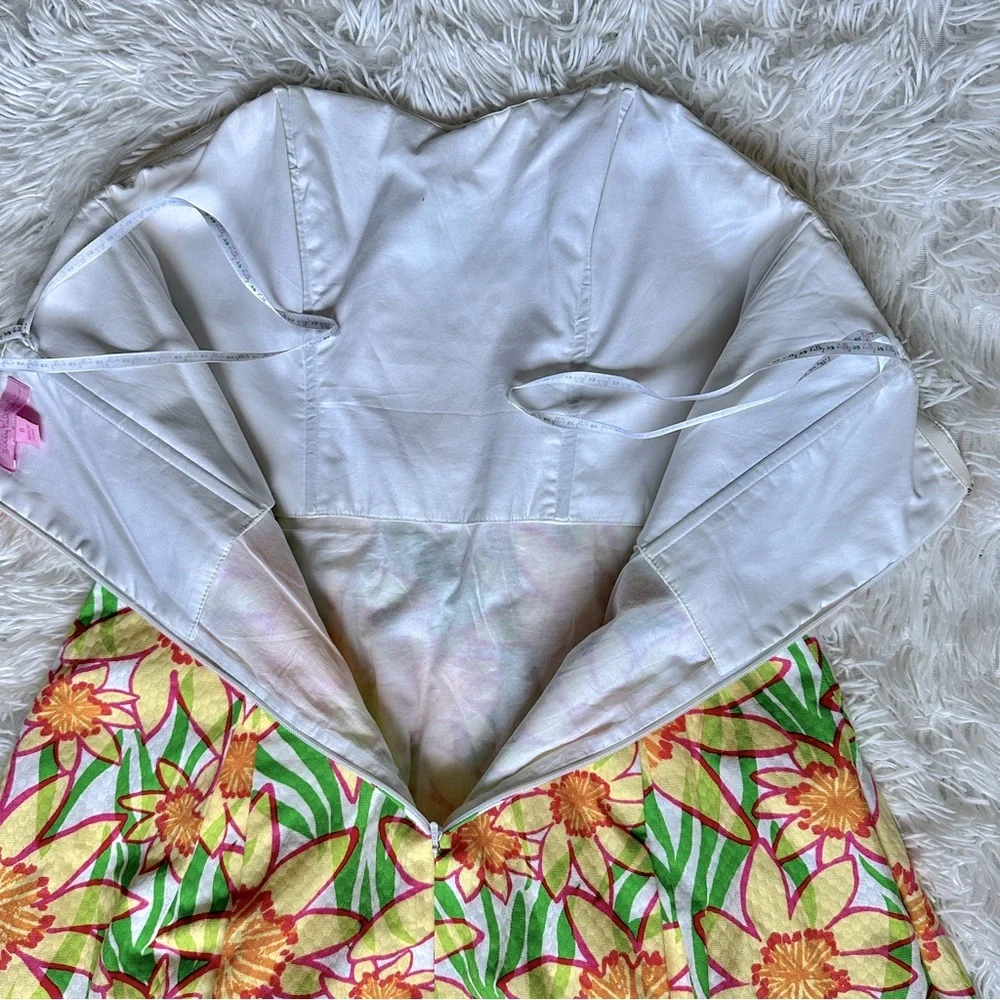 Lilly Pulitzer Strapless Blossom Dress Size 0 |Floral Fit & Flare | Summer Party - Picture 13 of 16
